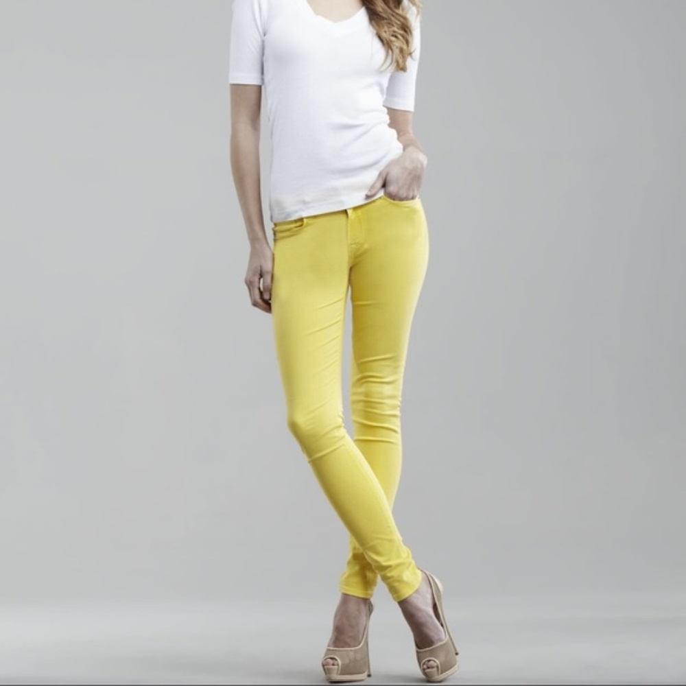 NWT Hudson Yellow Wax Coated Super Skinny Jeans Yellow Size 25
